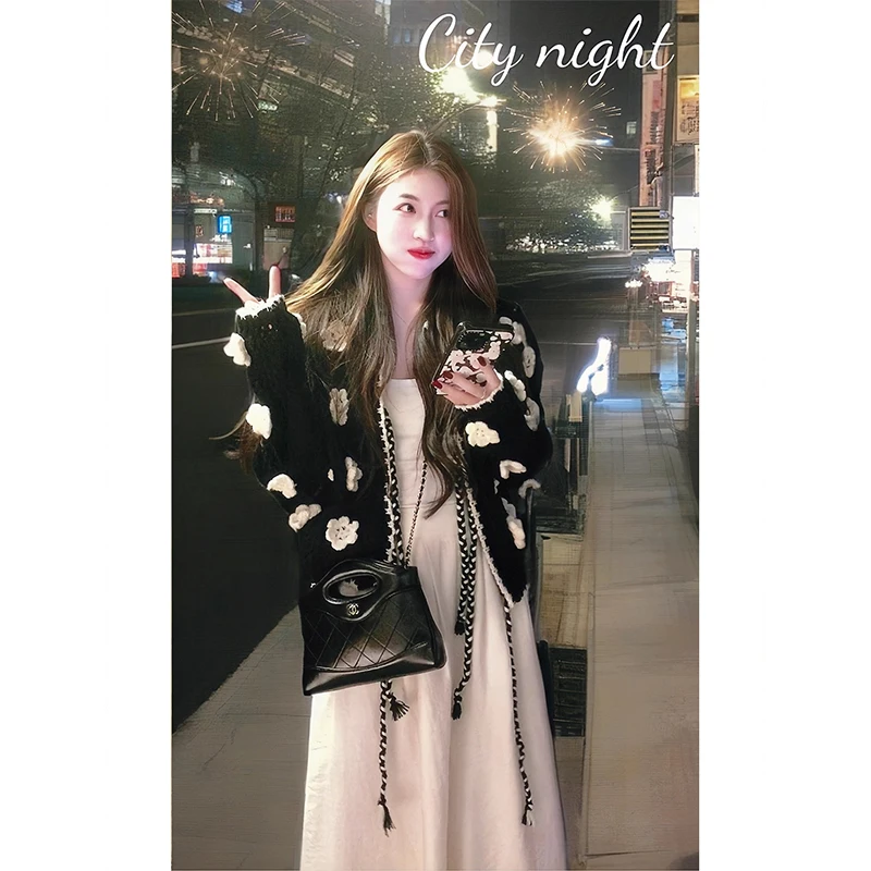 Faionable Korean Sle Autumn Outfit for plus Size Women Beautiful Two-Piece Set Street Sle High ulari Sweater And P...