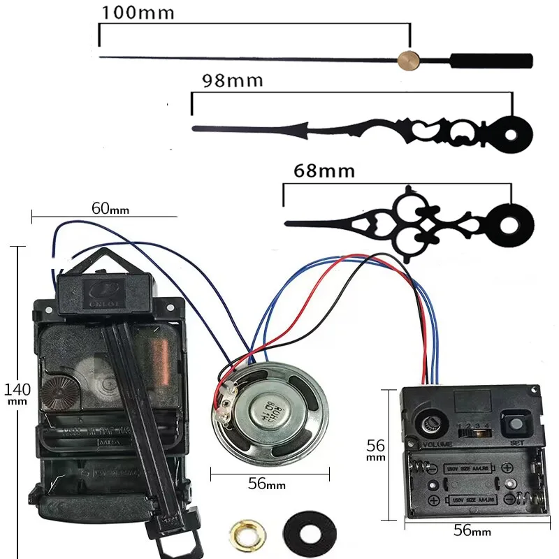 Westminster Temple 뮤직박스 스피커 포함, 스윙 트리거 무브먼트, 시간당 차밍 시계 액세서리 세트, 4*4