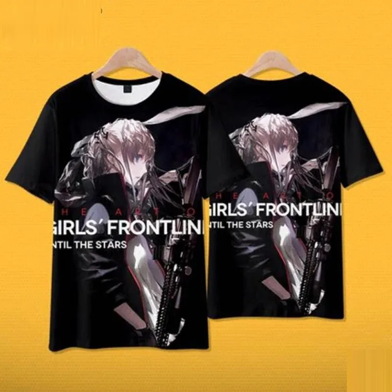 Meninas frontline 3d t camisa das mulheres dos homens verão manga curta engraçado tshirt gráfico tees ar15 404 ump45 hk416 ump9