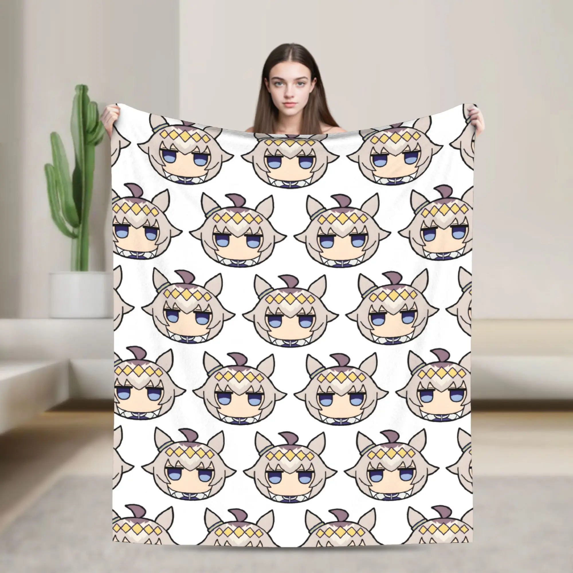 Oguri Cap Chibi UmaMusume Pretty Derby Blanket Flannel Spring/Autumn Breathable Soft Throw Blanket for Bed Bedroom Rug Piece