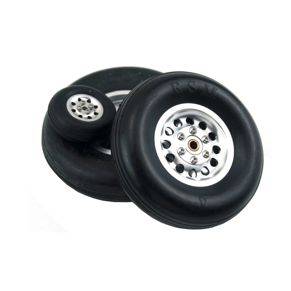 

1Pair High Quality Rubber Wheel Tire W/ Aluminum Hub 1.75" / 2.5"/ 3" / 3.5" / 4" /4.5"/5'' Inch for RC Airplane Model Jet