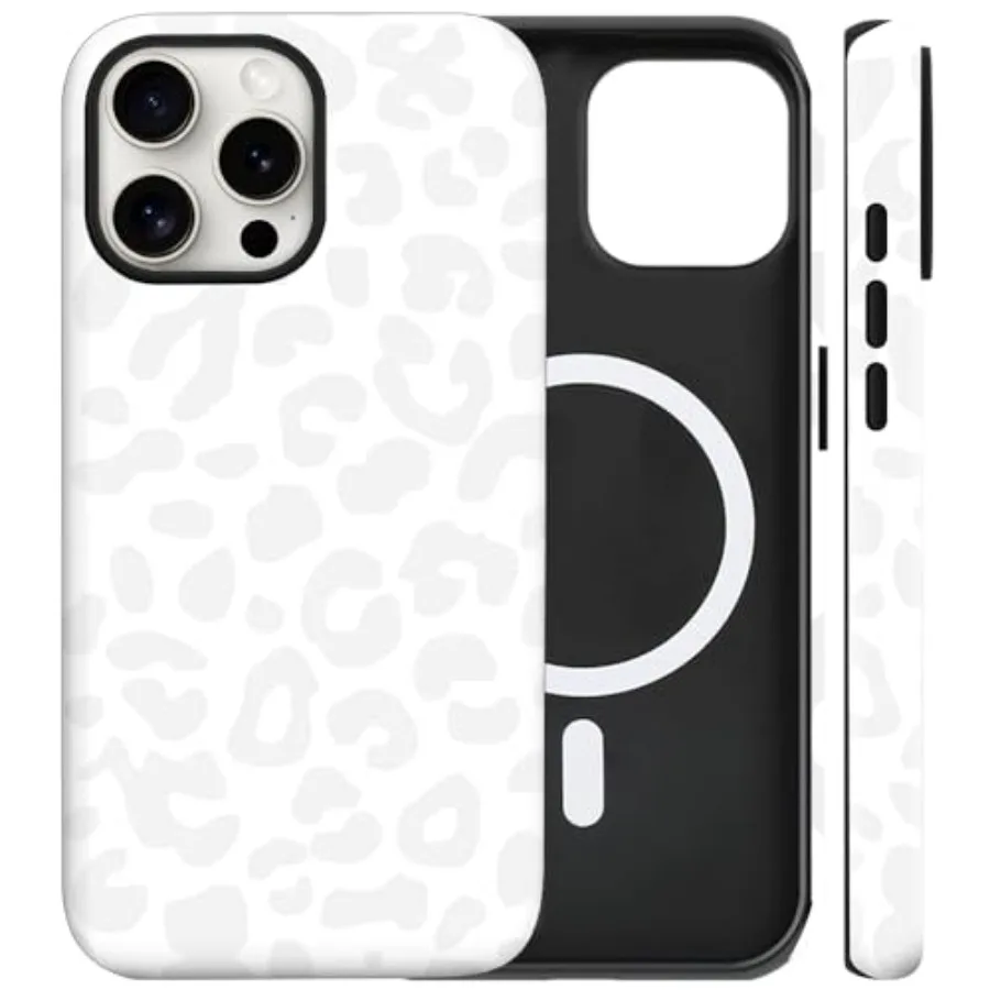

Magnetic for iPhone 13/14 Case Cute Cheetah Print Phone Case, Leopard Print Shockproof Slim TPU and Hard PC Protective Cover Fi