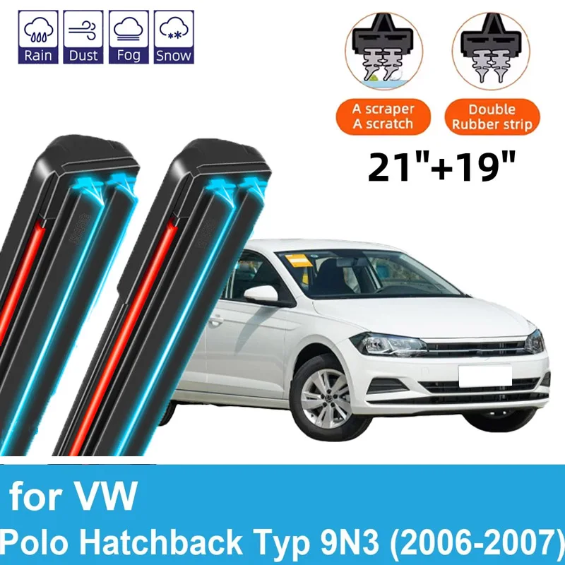 

2PCS Car Wiper Blades for 2006-2007 VW Polo Hatchback Typ 9N3 Front Windscreen Windshield Double Rubber Car Accessories 2007