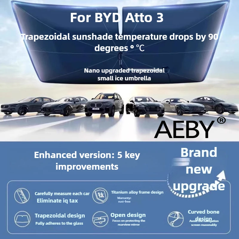 

AEBY For BYD Atto 3 Smart Driving Edition 2025 Foldable Car Sunshield Heat Insulation Cover,Reflective Windshield Cover