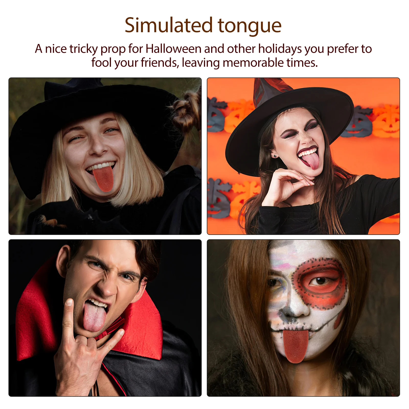 3 szt. sztucznych języków, realistyczne silikonowe rekwizyty do żartów na Halloween, Dzień Prima Aprilis, cosplay, straszny festiwal, podstępne dekoracje