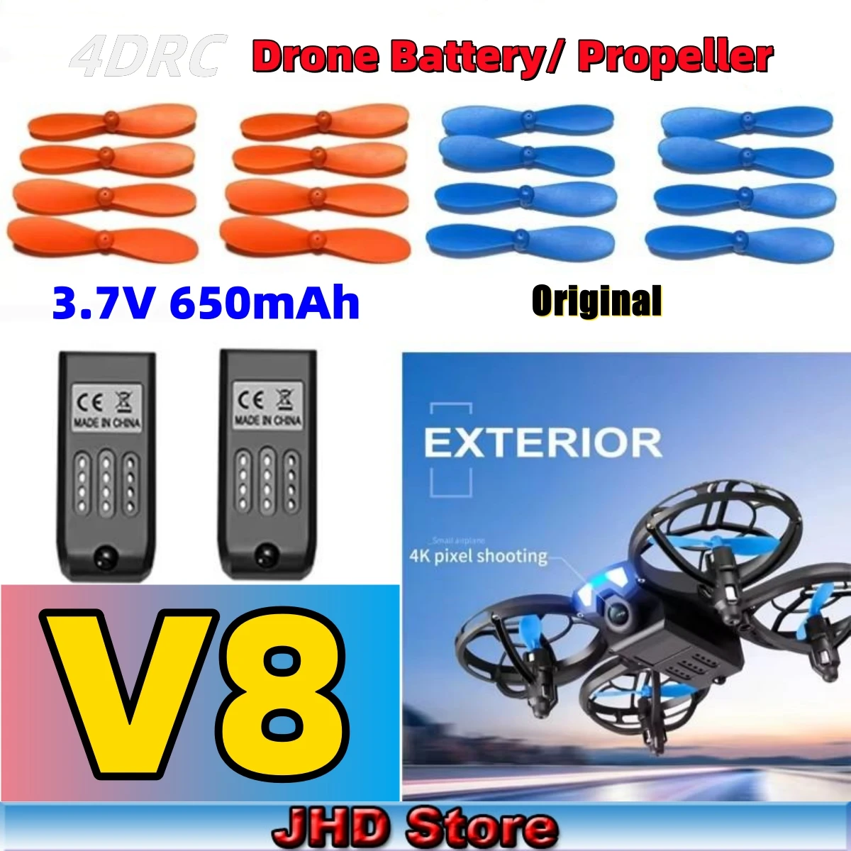 JHD V8 Drone Original Battery 3.7V 650MAh For 4D-V8 Mini Battery Propeller 4DRC V8 Battery Replacement Accessory Parts