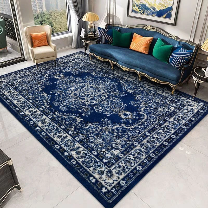 

Luxurious Persian-Inspired Deep Blue Area Rug Non-Slip Carpet for Living Room, Bedroom, Office for, Halloween, Christmas Decor