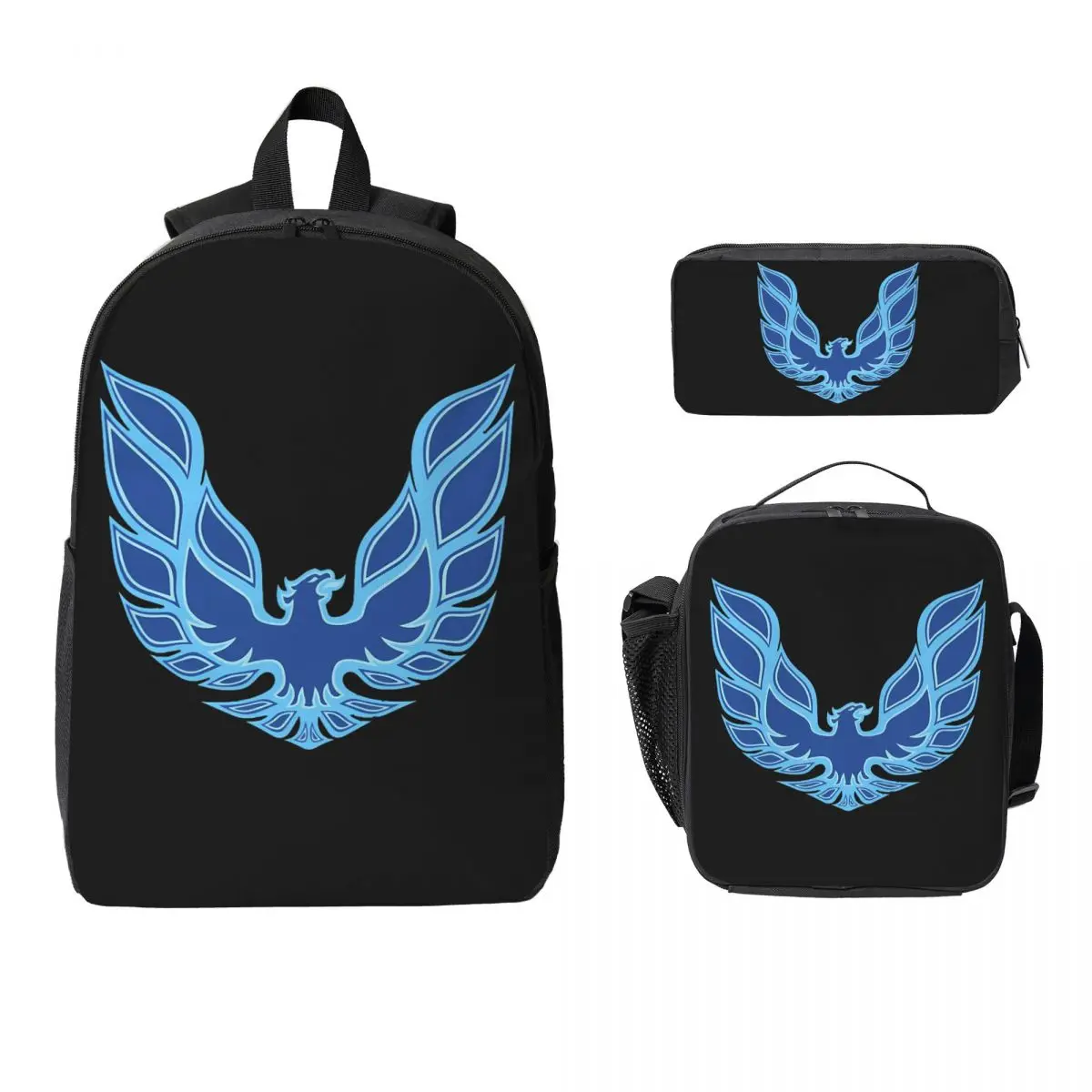 Pontiac Trans Am Firebird Blue Bird Backpack BookBag School Bag Computer Shoulder Bags 3ps Insulated Lunch Bag Pencil Case