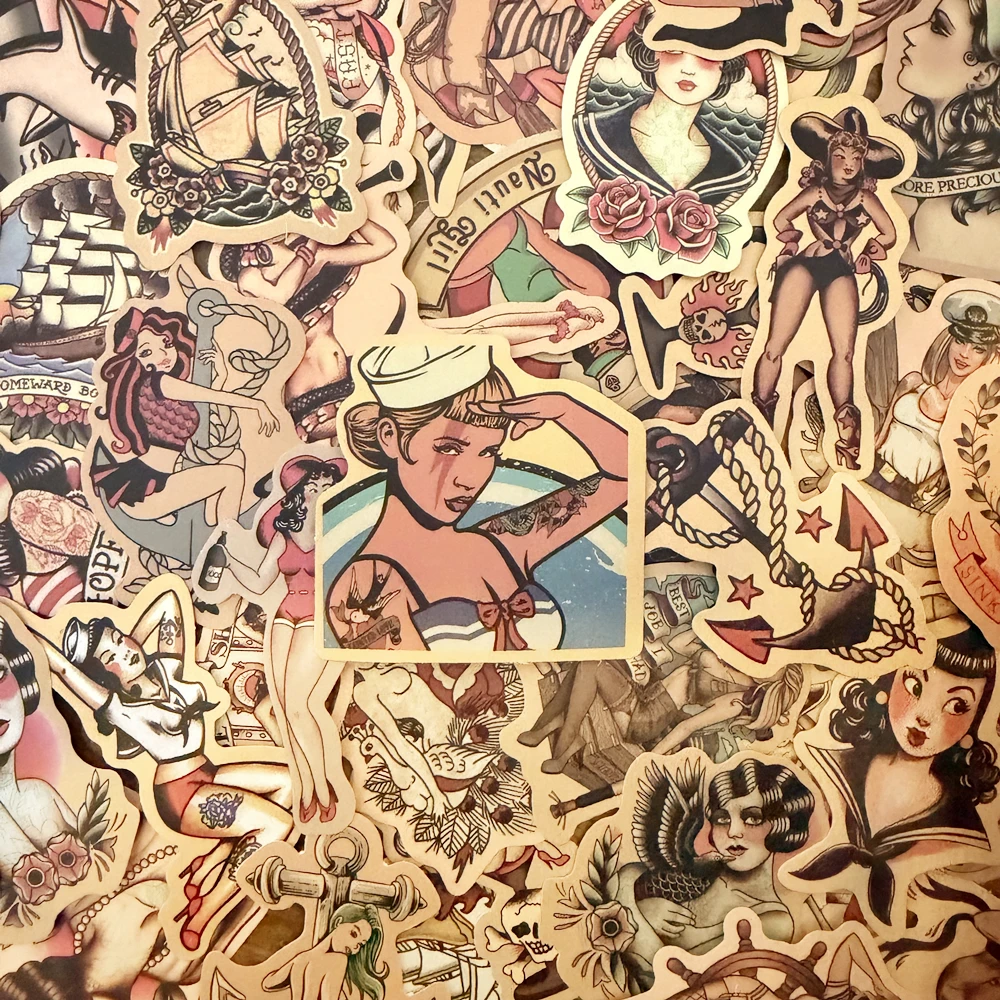 

10/50 шт., ретро наклейки с граффити для девочек, милые сексуальные татуировки, наклейки для девочек, скрапбук, чемодан, телефон, водонепроницаемая наклейка, игрушка