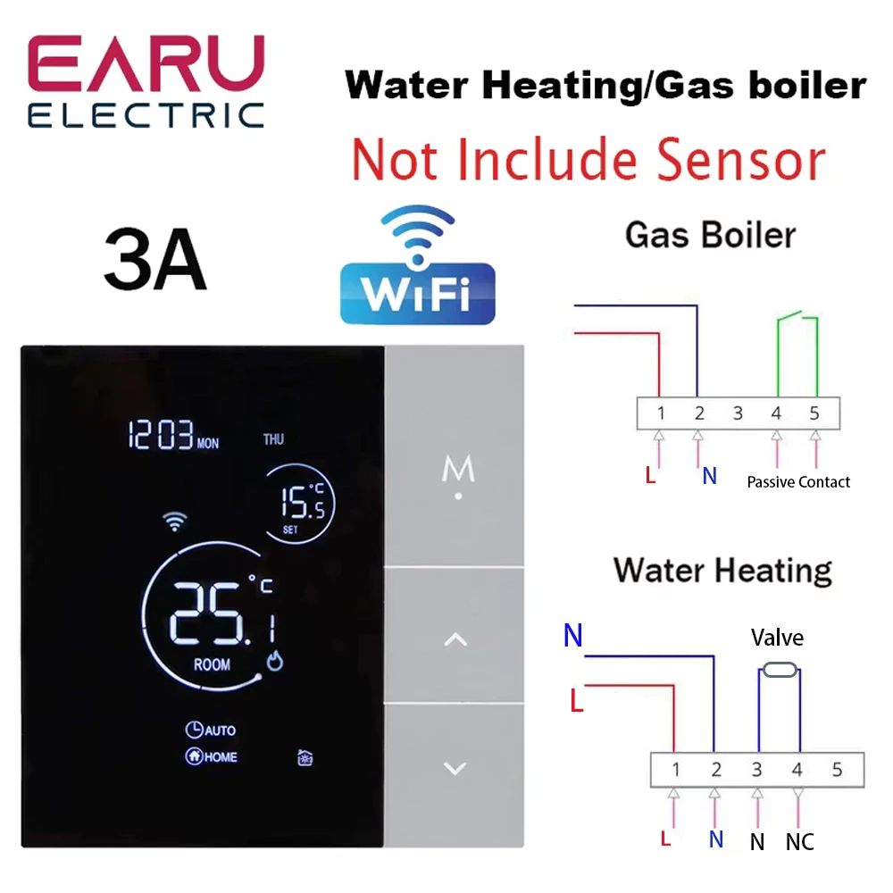 TUYA WiFi Thermostat Temperature Controller Water Electric Floor Heating TRV AC100V-240V 3A 16A Digital LCD Display Wall Mounted