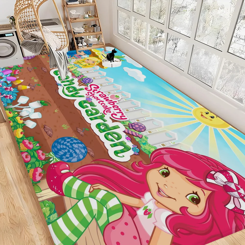 S-Strawberry Shortcake Cartoon Floor Mat Non-Slip Laundry Room Mat Laundry Decor Balcony Child Living Room Household Carpets