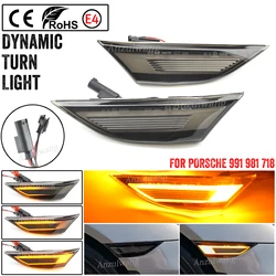 2Pcs LED Side Marker Turn Signal Light Sequential Blinker Lamps For Porsche Boxster Cayman 982 981 718 Spyder 991 911 Carrera