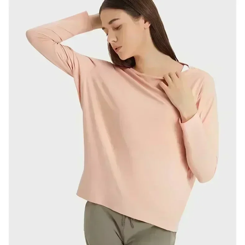 Lemon Women Long Sleeved Loose Breathable T Shirt Sports Flowing Tee Moisture Wicking Athletic Shirts Hem T Shirt Tunic Top