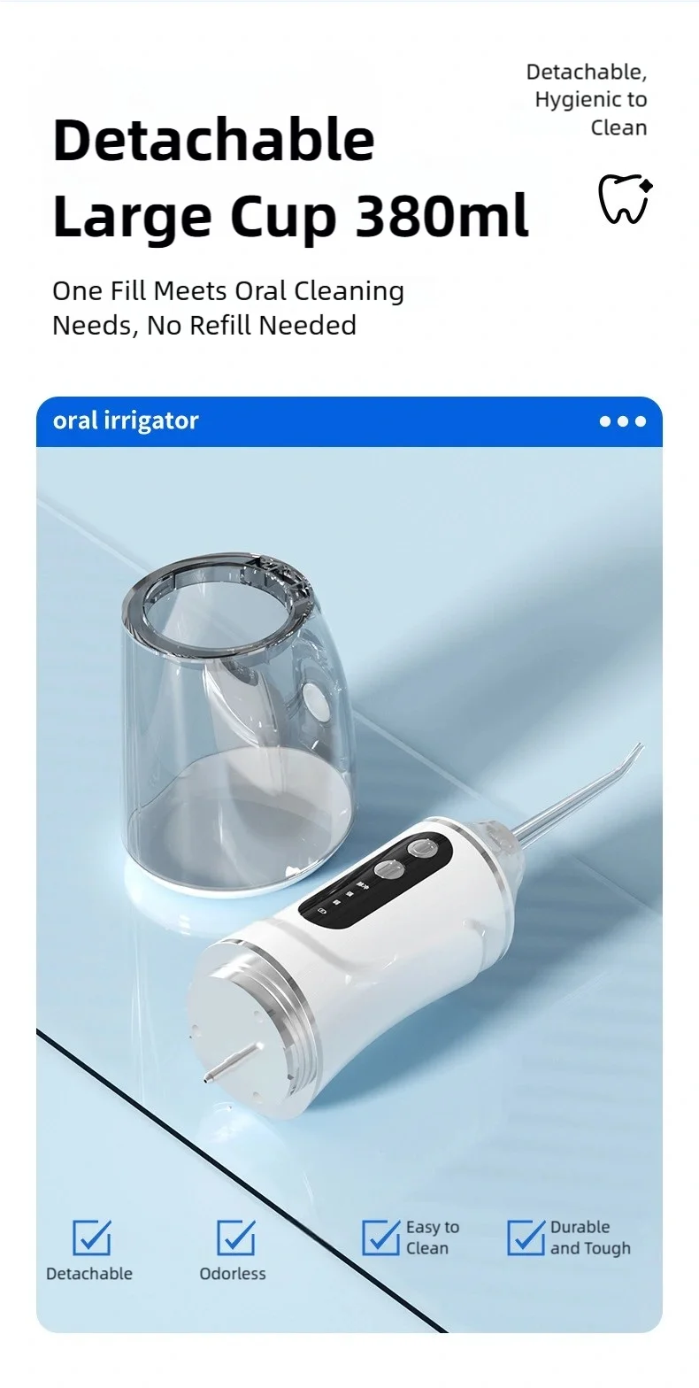 TINSOL Elektrischer Wasserflosser für Zähne, Drei Reinigungsmodi, Typ-C-Ladung, IP7 Wasserdicht, Wasserflosser für Zahnpflege – Detail 13
