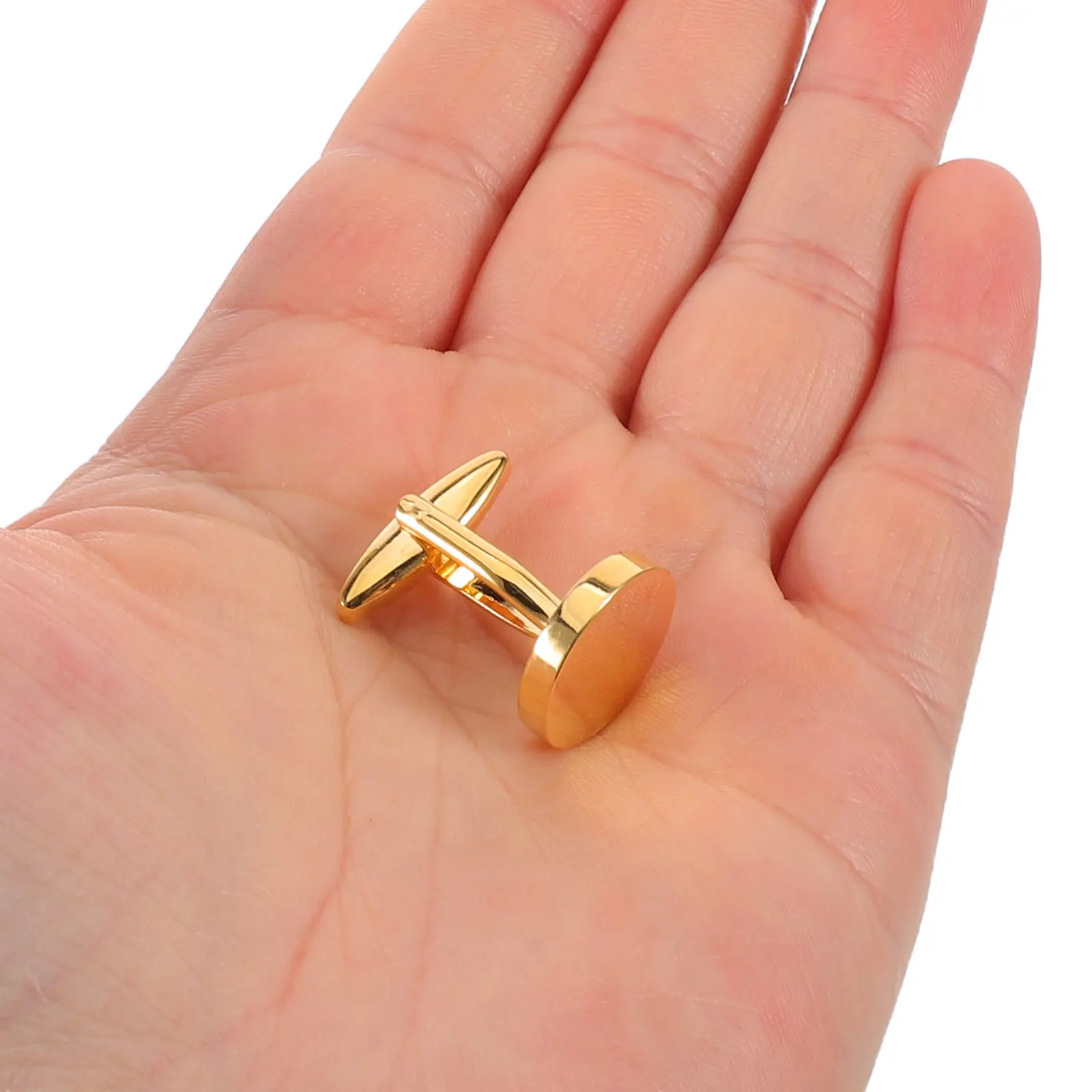 1Pair Round Copper French Cufflinks Solid Color Plated Classic Men's Shirt Accessories Business Gift Travel Souvenir