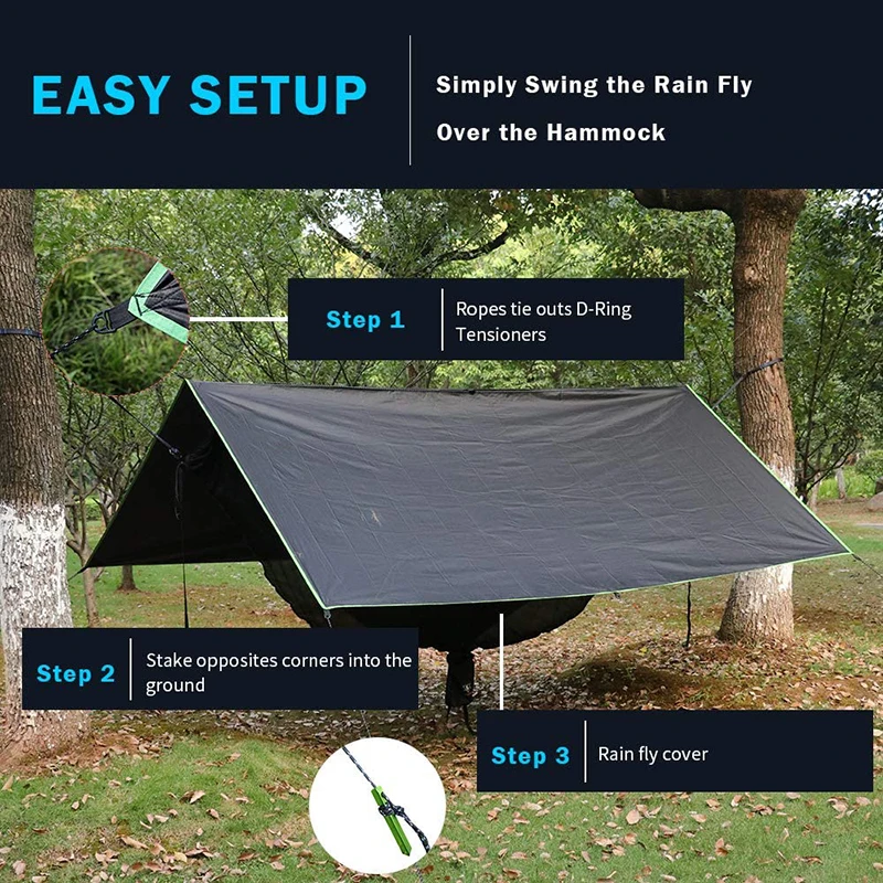 

Backpacking Camping Shelter Hexagonal Large Rain Tarp, Portable Sunshade Lightweight Waterproof Hammock Rain Fly Tent Tarp