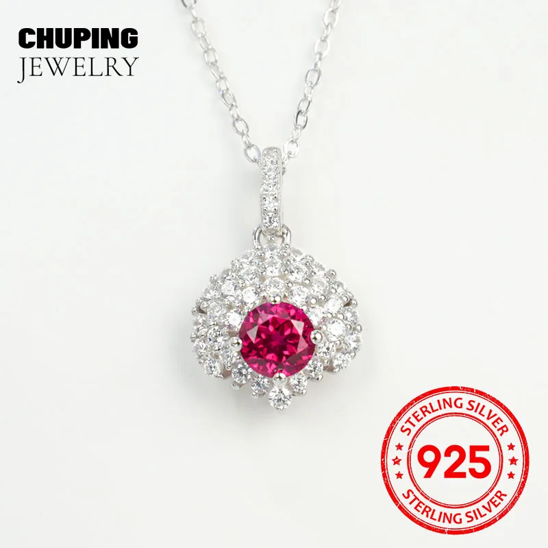 

ChuPing Fine Jewelry Lab Grown Colored Gemstones Round Cut 5.0mm S925 Silver Necklace For Women Formal Ocassions Party Elegant