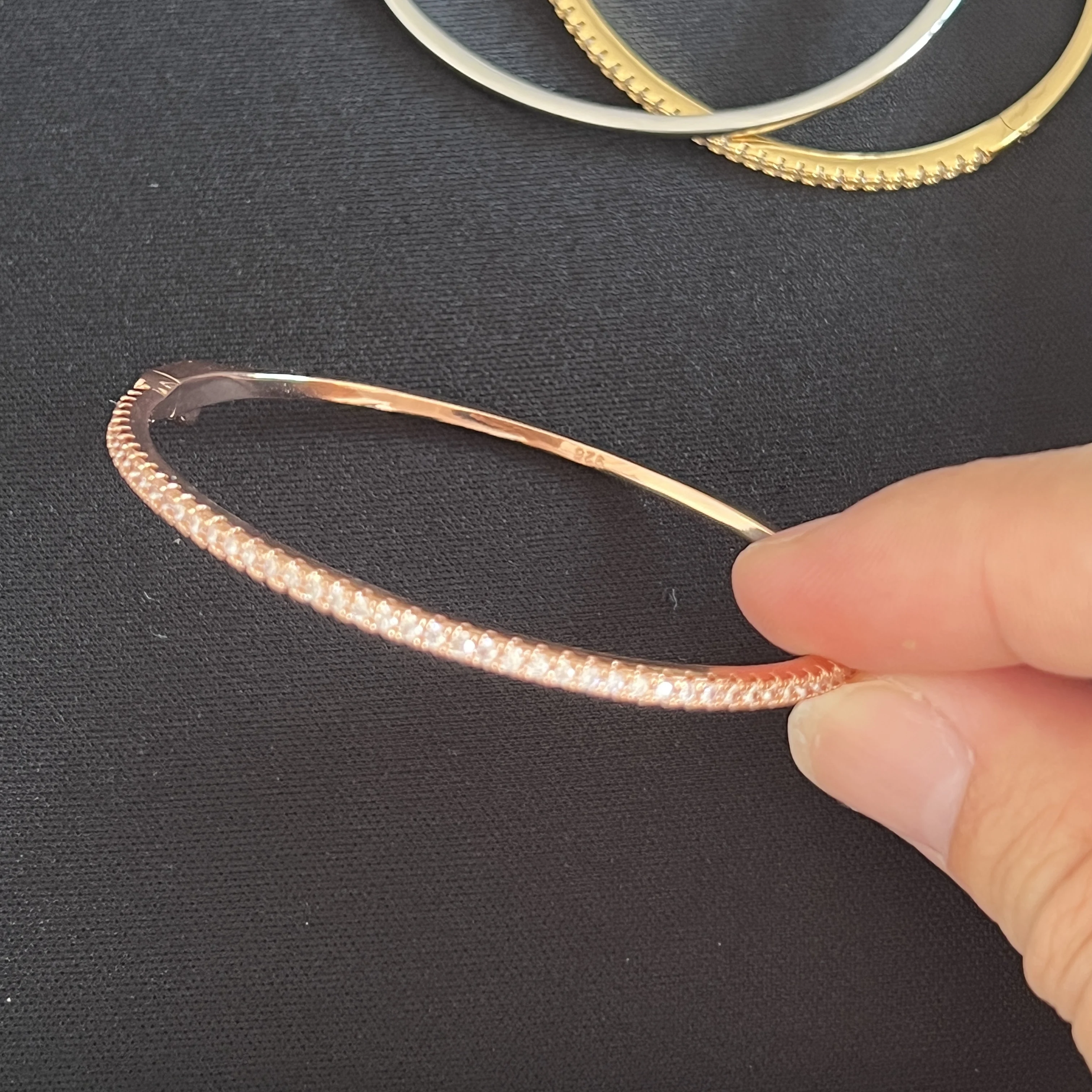 Pure 925 Sterling Silver Full Diamond Bracelet Classic Design Party Jewelry Friendship Bracelet Silver Bangle Rose Gold 17CM