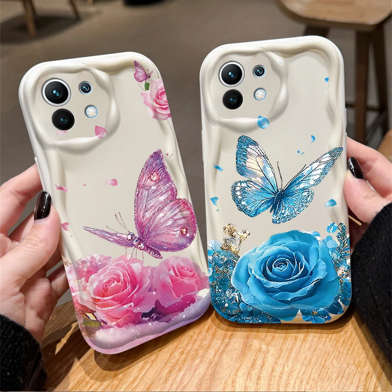 Чехол Artistic Butterfly Rose для Xiaomi POCO X7 X6 X5 X3 NFC F7 Ultra F6 F5 Pro F4 F3 GT M5S C65 C75 M3 M4 M5S M6 M7 Pro 4G 5G