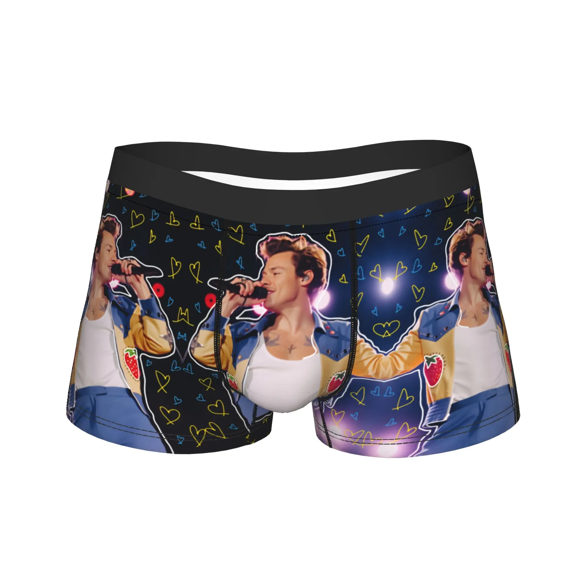 H-Harry Styles  Underwear  Novelty Panties Pattern Boxer Brief For Males 3D Pouch Plus Size Trunk