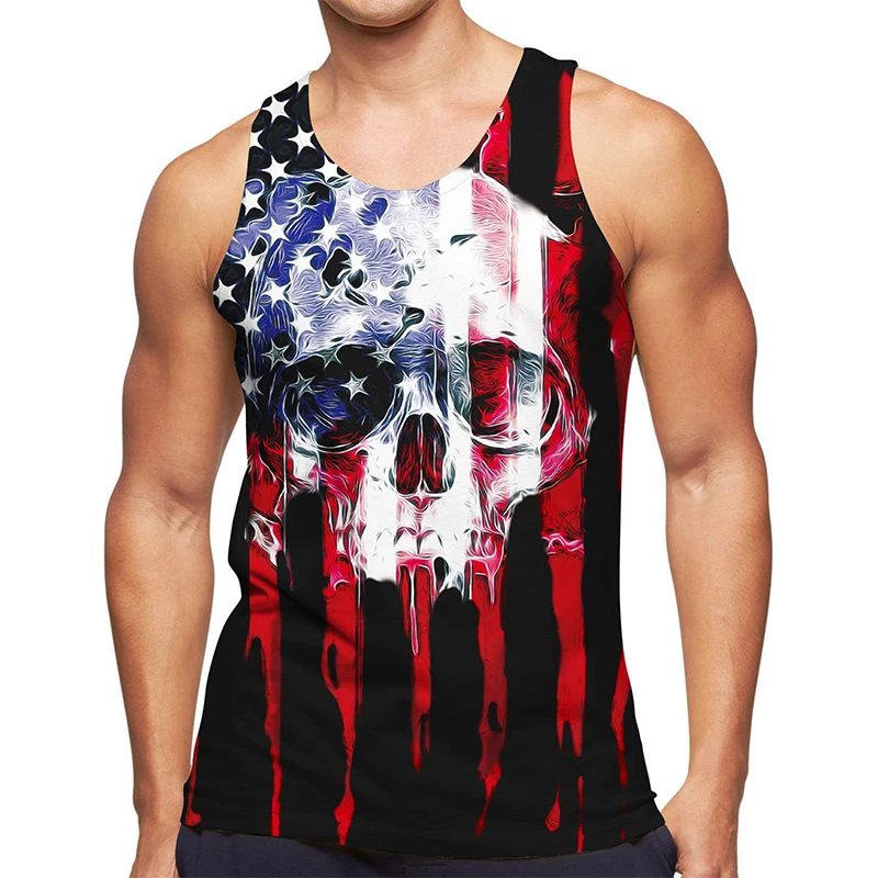 3D US America National Flag Graphic Tank Top Gym Clothing Men Summer Streetwear Basketball Vest Quick Drying Sleeveless y2k Tops