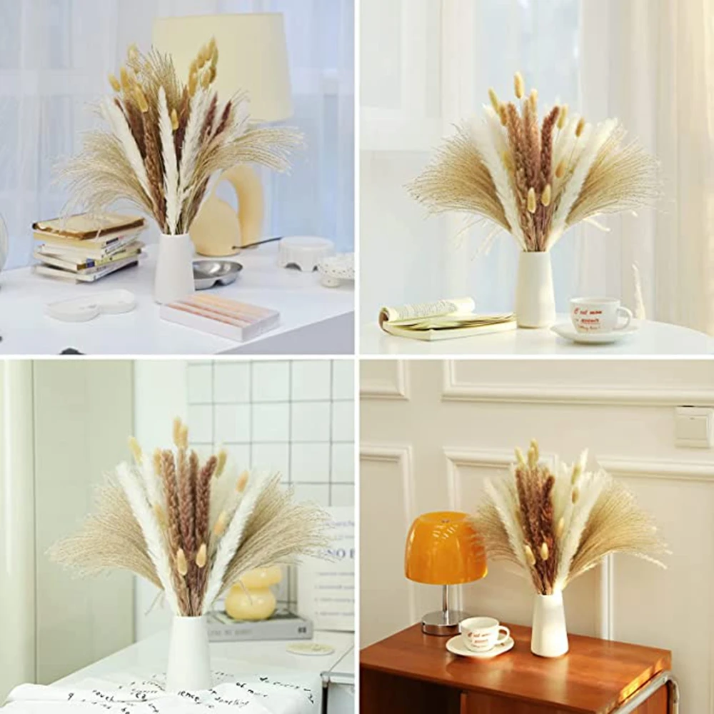 100Pcs/lot Pampas Set Decoration Fluffy Natural Living Room Decoration Tall Pampas Grass Dried Flowers Bouquet Boho Home Decor