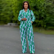Two-Piece Set with Printed Cape Top and Wide-Leg Pants - Black