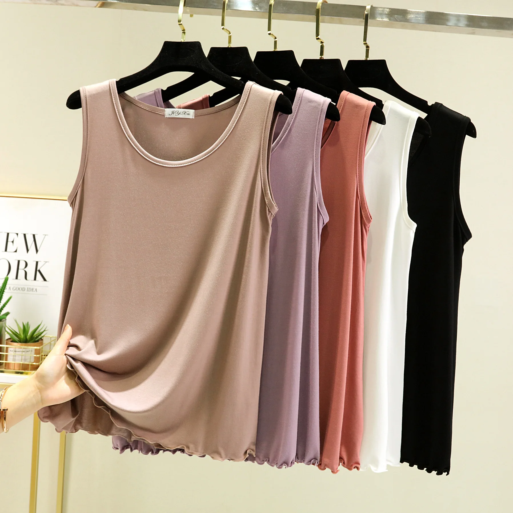 Modal Loose Tank Tops Large size Casual O-Neck T-shirt Sleeveless summer women's bottoming camis top all match