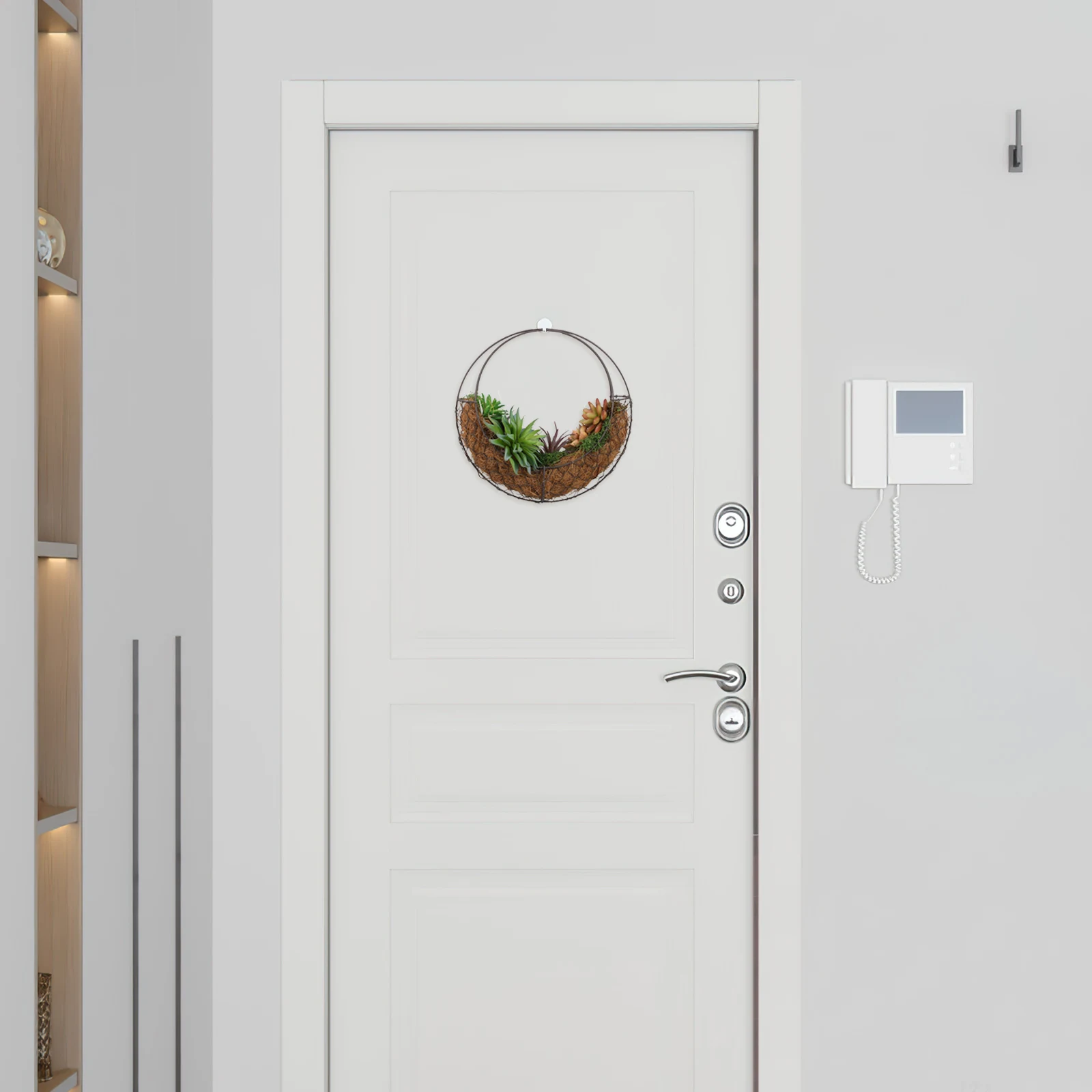 Moon Shape Iron Wire Wreath 11"X2.3" Metal Hanging Basket Succulent Planter Holder For Indoor Outdoor Decor Wreath Frame