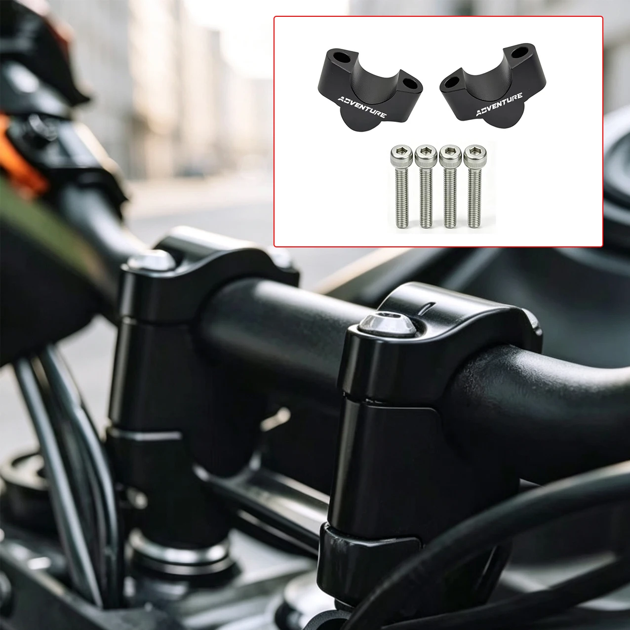 Risers Clamp Extension Adapter Motorcycle Handlebar Riser Lift Booster FOR 250/390 ADVENTURE 39OX/R 2025 2026 Height 27mm