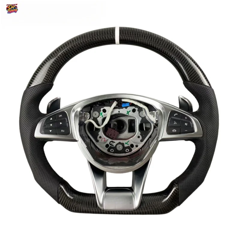Custom Carbon Fiber for Mercedes Benz W205 AMG Style Flat Bottom Steering Wheel