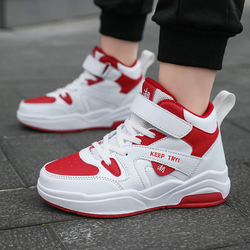 2023 Fashion Sneaker Kids 8-12 years old Autumn Flat Breathable High top Casual Shoes Leather Children aged 6-10 Boys Winter