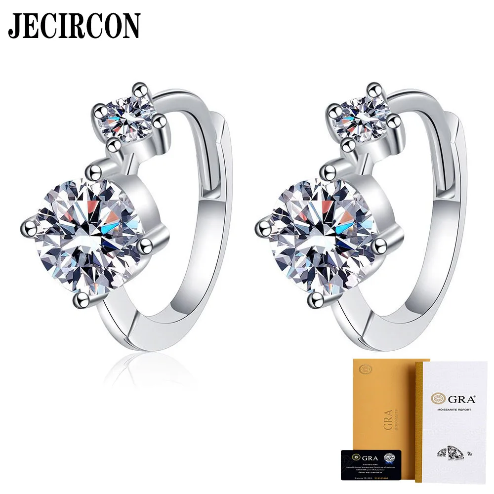 

JECIRCON 925 Sterling Silver Earrings Plated PT950 Temperament Simple D Color Moissanite Hoop Earrings for Women Fashion Jewelry