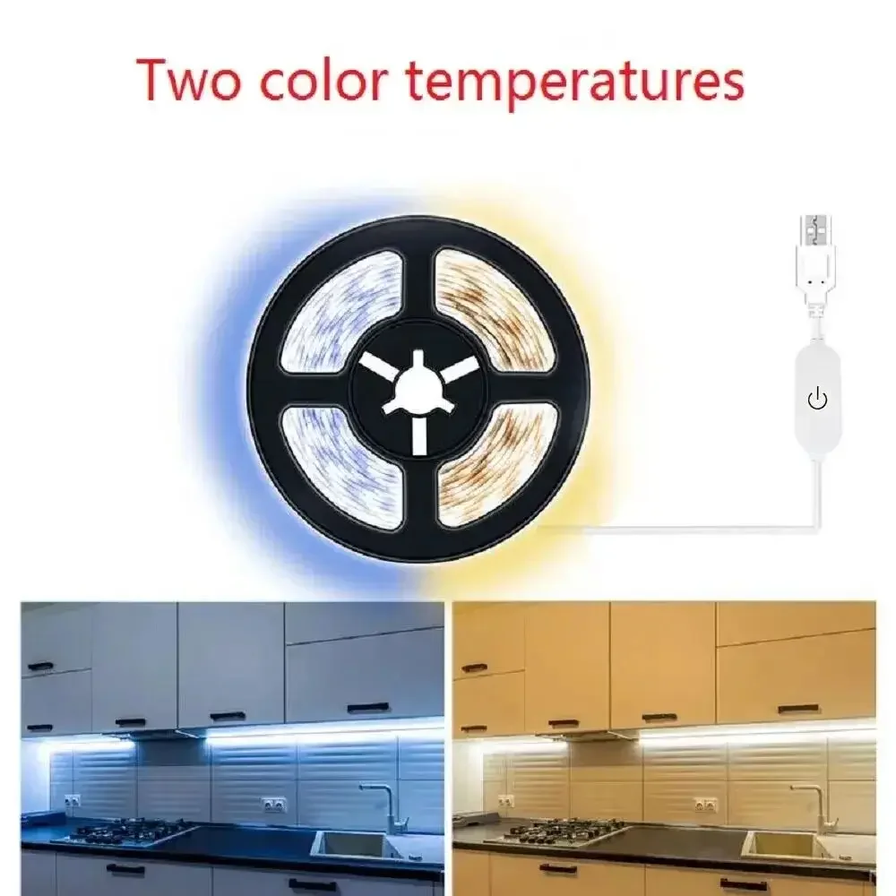 5V USB SMD2835 Flexible LED Tape Strip Touch Sensor Dimmer Self Adhesive Lamp For Kitchen Cabinet Stair DIY Decor Lighting