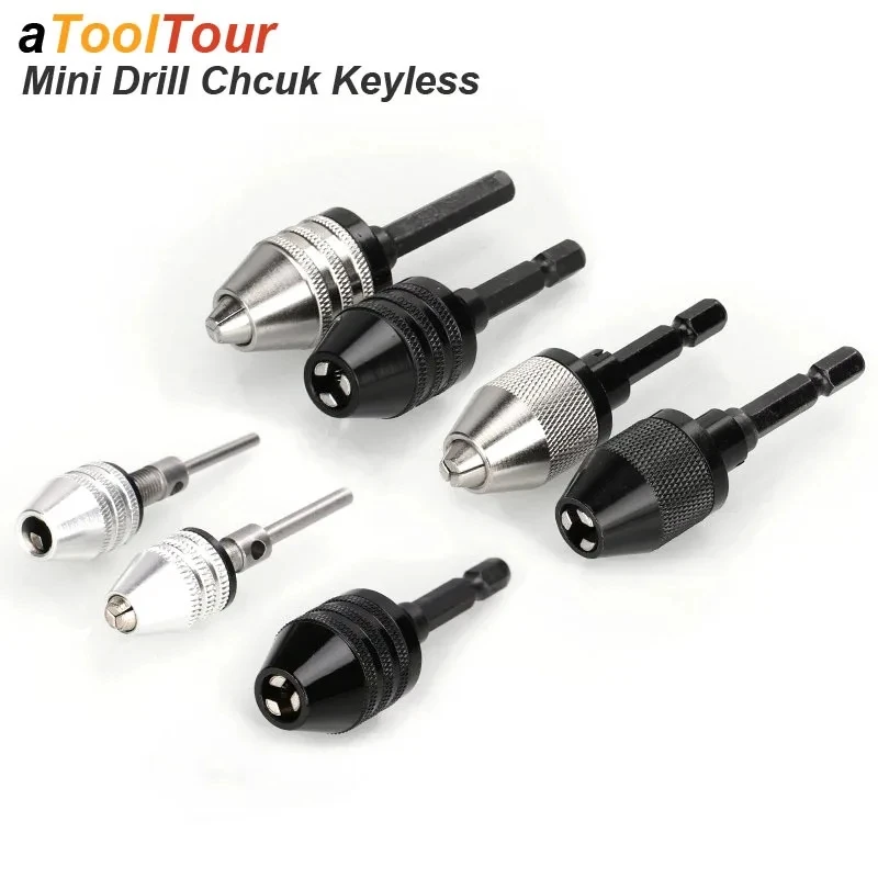 Mini Keyless Chuck Electric Drill Bits Collet Converter Extension Screwdriver Drill Adapter Fixture Tool 1/4