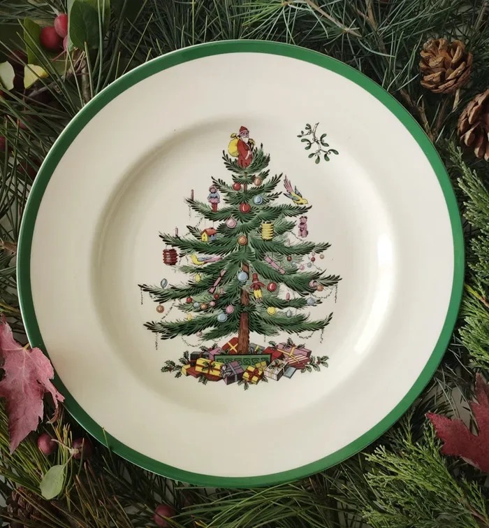 Christmas themed underglaze gifts ceramic decorative plates tableware