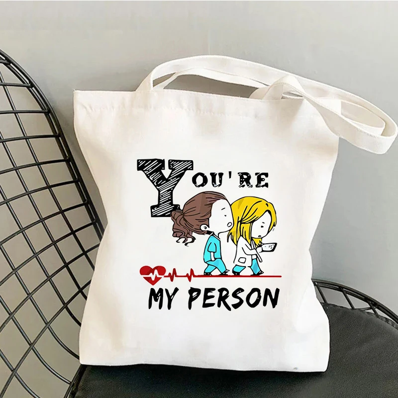 Greys Anatomy Shopping Bag Tote Canvas Handbag Reusable Bolsa Canvas Bag Woven Shoping Bag