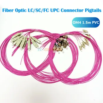 50 peças tranças de fibra óptica lc sc fc upc conector 1.5 metros multimodo om4 0.9mm tranças de fibra óptica pvc ftth