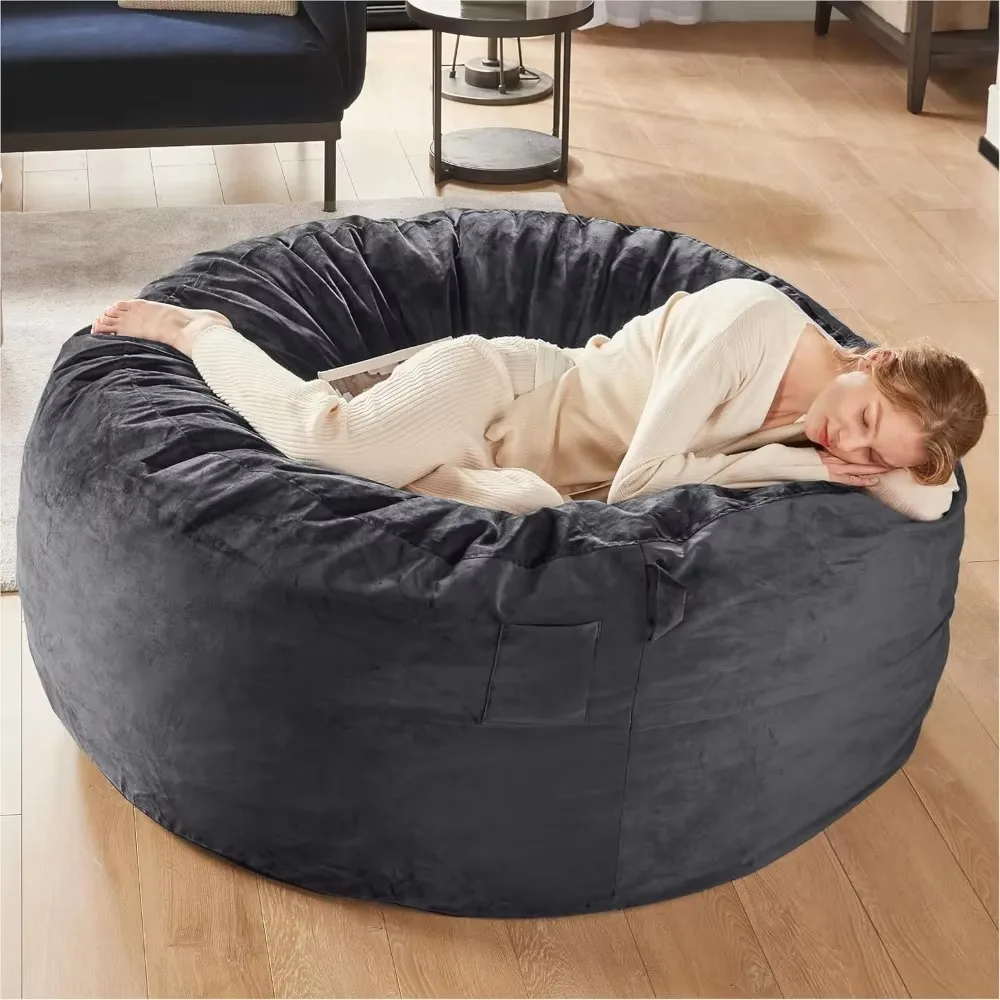 Bean Bag Chair, 5 Feet - Comfortable Adult Soy Bag Chair with Added Memory Foam - Machine Washable and Soft Mink Adhesive Cover