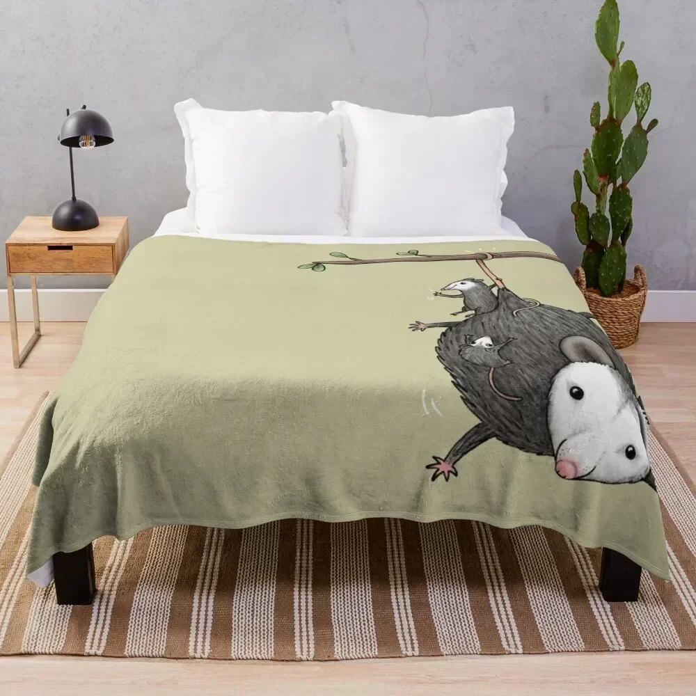 

Opossum Family Throw Blanket Warm Flannel Blanket for Couch Chair Bedroom