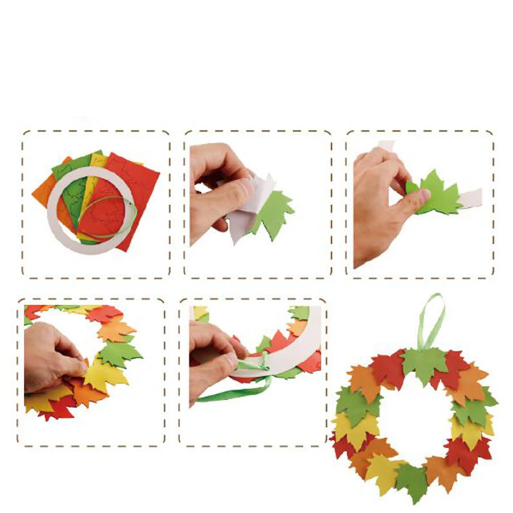 Akcesoria DIY dla dzieci, zestaw do tworzenia wieńców z liści, materiały do rękodzieła, edukacyjne przybory szkolne, dekoracje wieńców z liści.