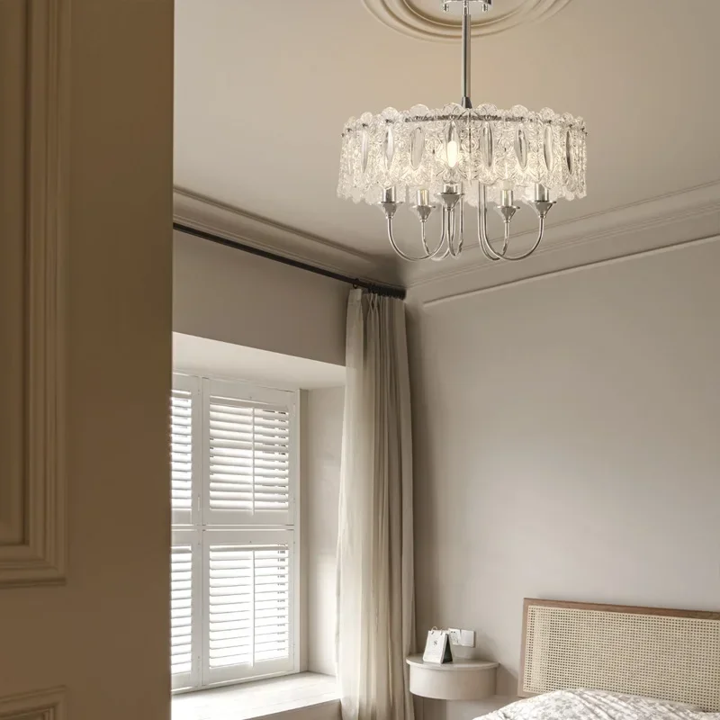 GHJUYIOL YECTSKI French cream style master bedroom pendant lamp, bedroom lamp, American retro crystal lamp, romantic modern ligh