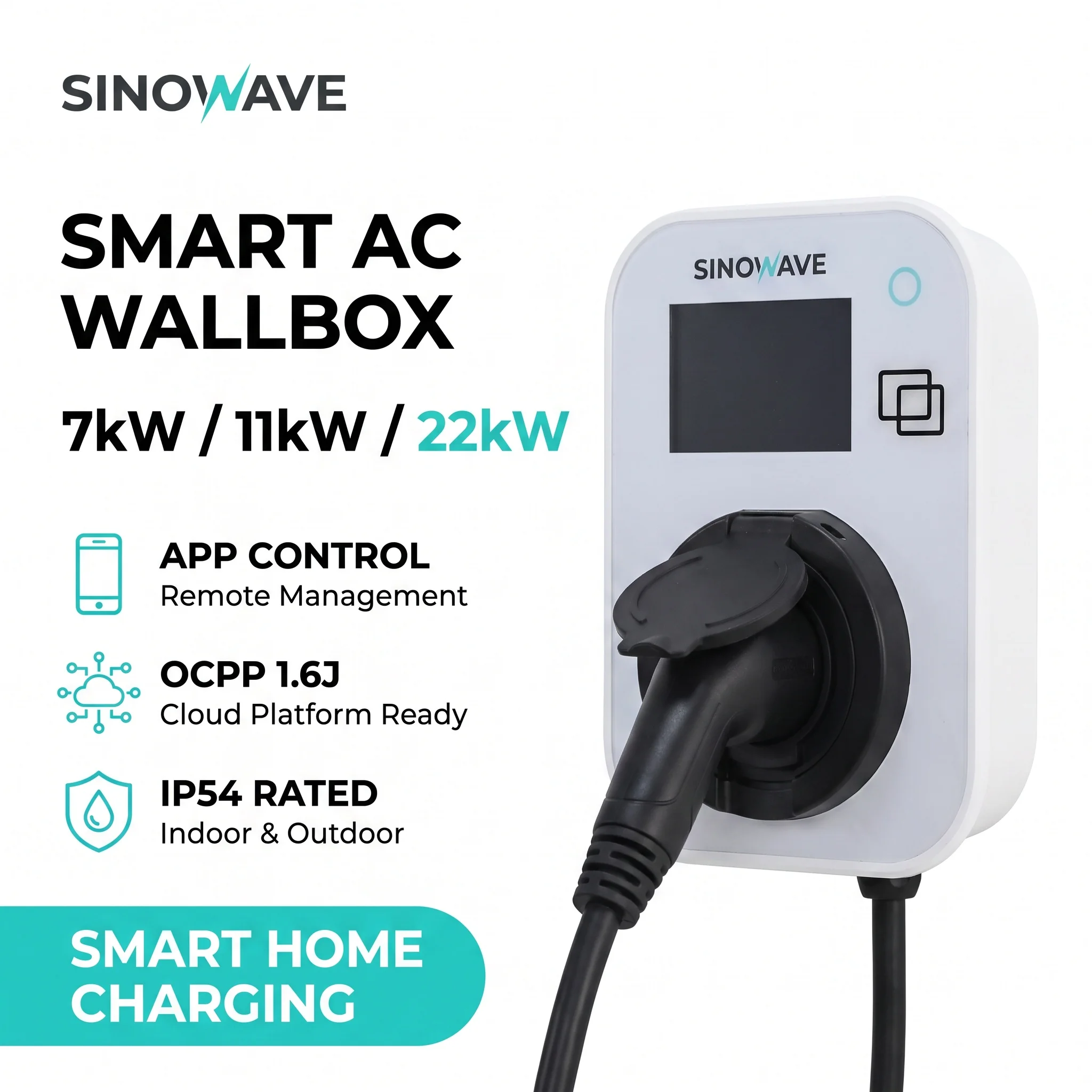 Wall-mounted EV cable Type2,16A/32A,Digital Display,Bluetooth+APP,Plug&Charge,Fit for Most Household Electric Vehicles