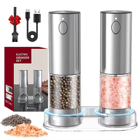 1/2pcs Automatic Pepper Grinder Salt And Pepper Grinder USB Rechargeable Adjustable Coarseness Spice Mill for Kitchen Tool