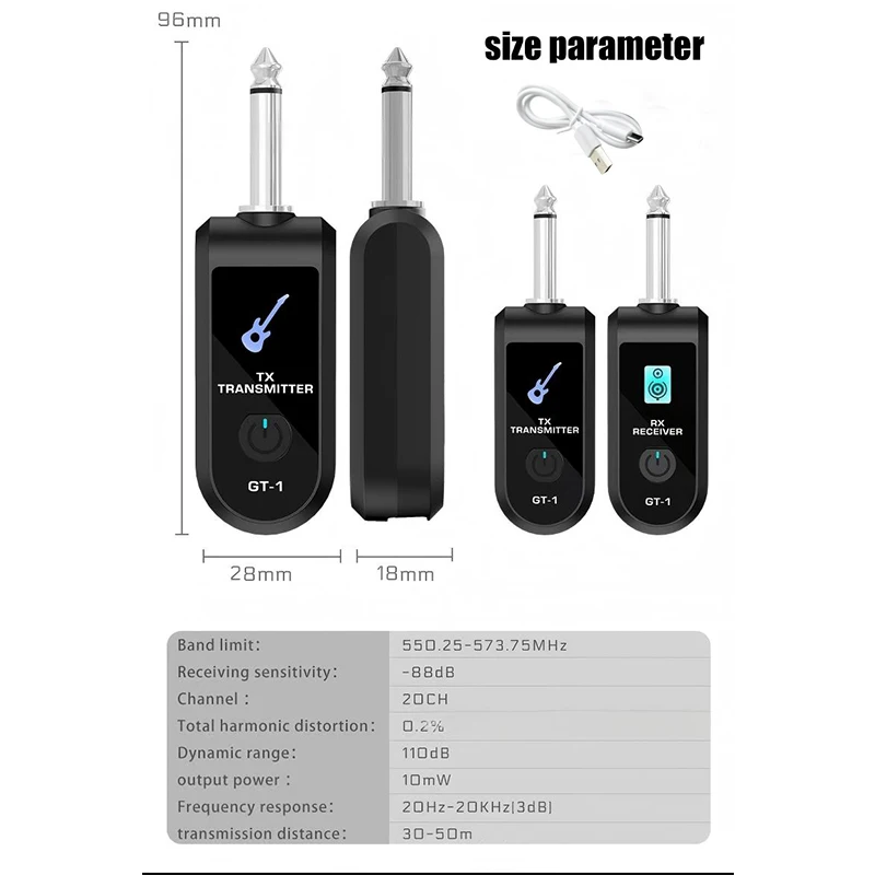K007 New Musical Instrument Wireless Transmitter and Receiver, Instrument Pickup, Guitar Wireless Transmitter and Receiver, Electric Blowpipe Wireless Transmitter and Receiver, Bass Wireless Transmitter and Receiver, Supports Multiple Musical Instruments, Wireless Transmitter and Receiver for Converting Wired Instrument Connections to Wireless Connections for Sound Transmission, High-Quality Sound Effect, Long-Lasting Battery Life, Easy to Use