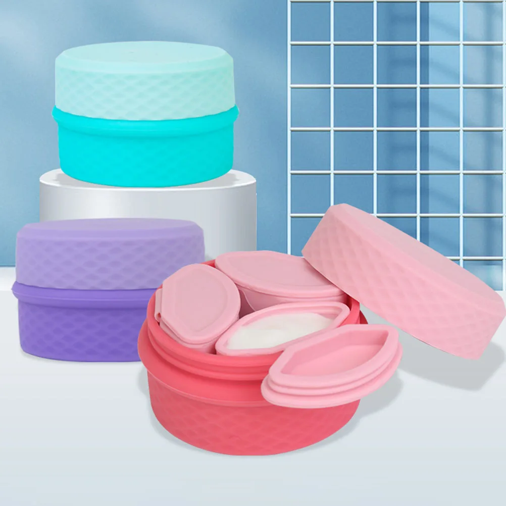 1 مجموعة 1 مجموعة صندوق فرعي من السيليكون مع ملعقة السفر كريم زجاجة حاوية بلسم الشفاه المحمولة جرة إعادة الملء حبوب موزع