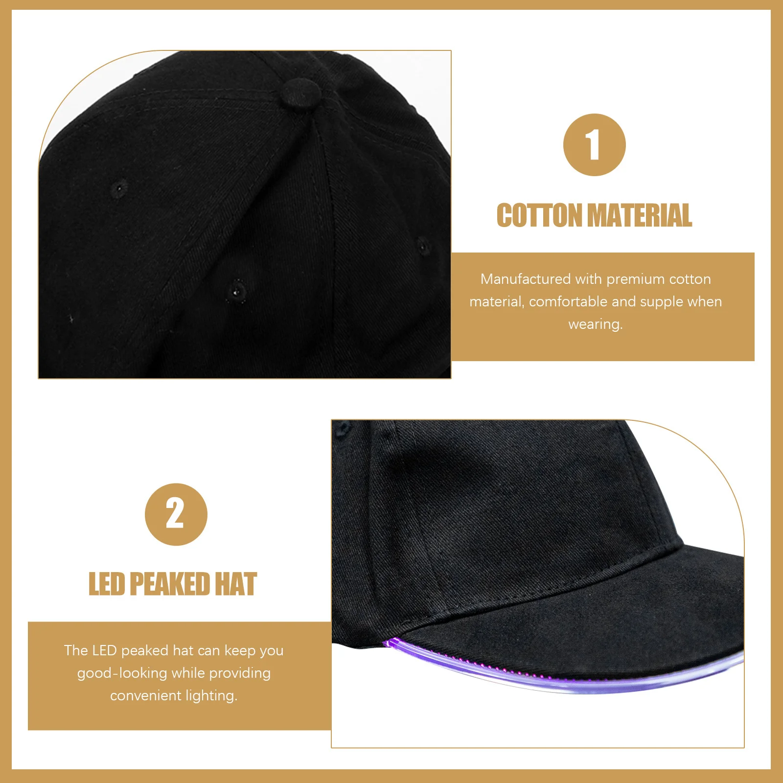 

1Set Charging Light Baseball Hat Rechargeable LED Cap for Outdoor Adventure Night Walking Bright Illuminated Peaked Hat