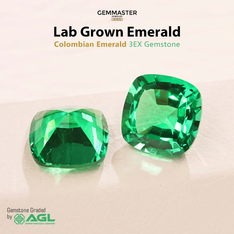 Cushion Lab Grown Emerald With Certificate Customized Shape Colombian Emerald 1ct 3ct Hydrothermal Method Lab Emerald