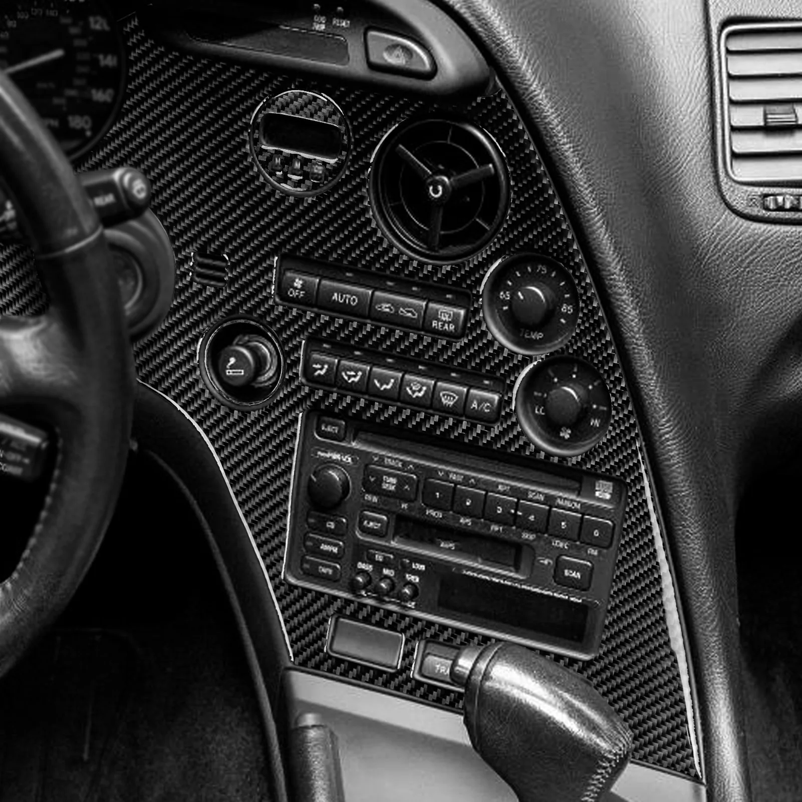 For Toyota Supra MK4 A80 Turbo 1993-1999 Carbon Fiber Central AC Air Vent Radio Control Panel Trim Set Car Accessories Sticker