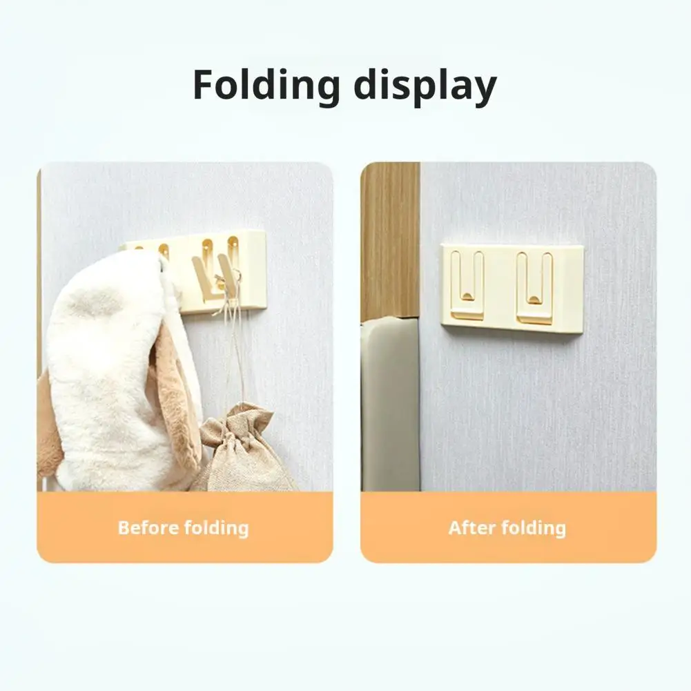 Wall Hidden Hook Foldable Wall Storage Hook with Great Load Bearing for Clothes Towels Keychains Self-adhesive Anti-slip Design